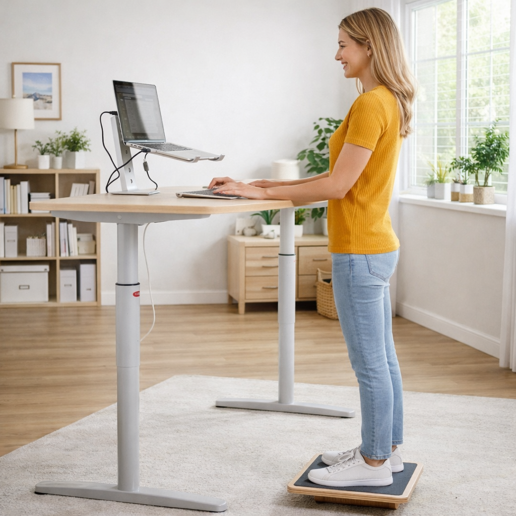 Balansbräda av trä - aktivt fotstöd för skrivbordsarbete